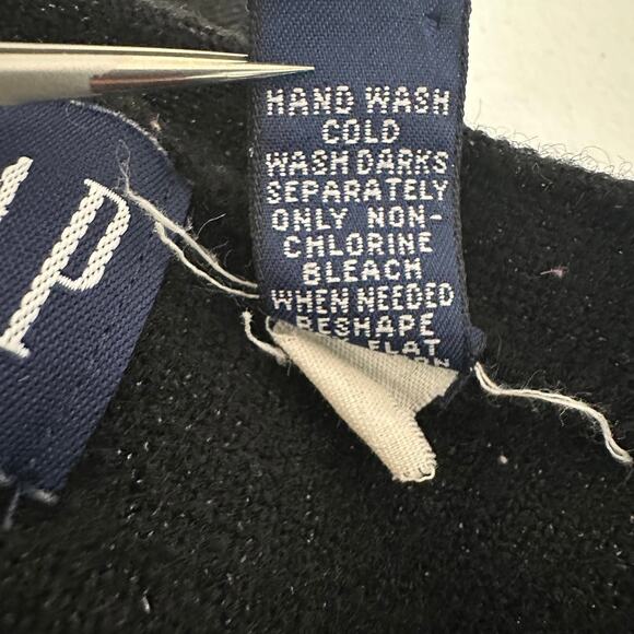 Gap Wrap Top Womens M Black Sparkle Wool Blend Knit Short Sleeve Cropped V-Neck - Picture 6 of 6